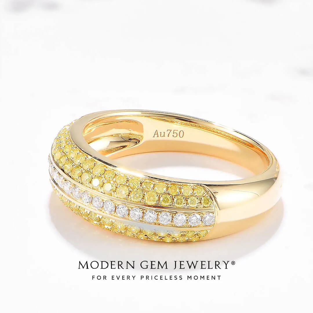 Art Deco Yellow Diamond Yellow Gold Band