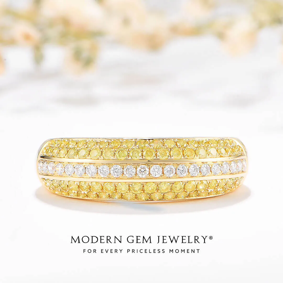 Art Deco Yellow Diamond Yellow Gold Band