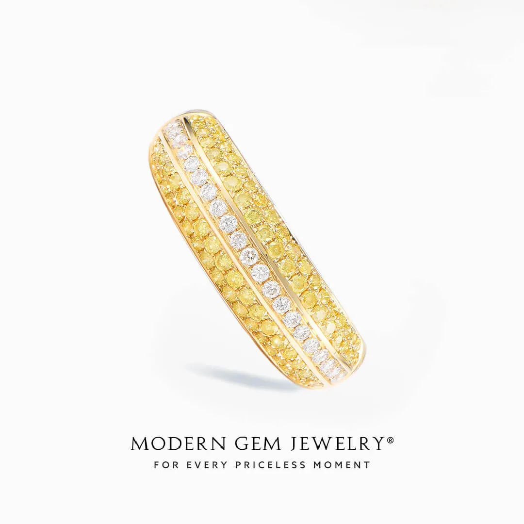 Art Deco Yellow Diamond Yellow Gold Band