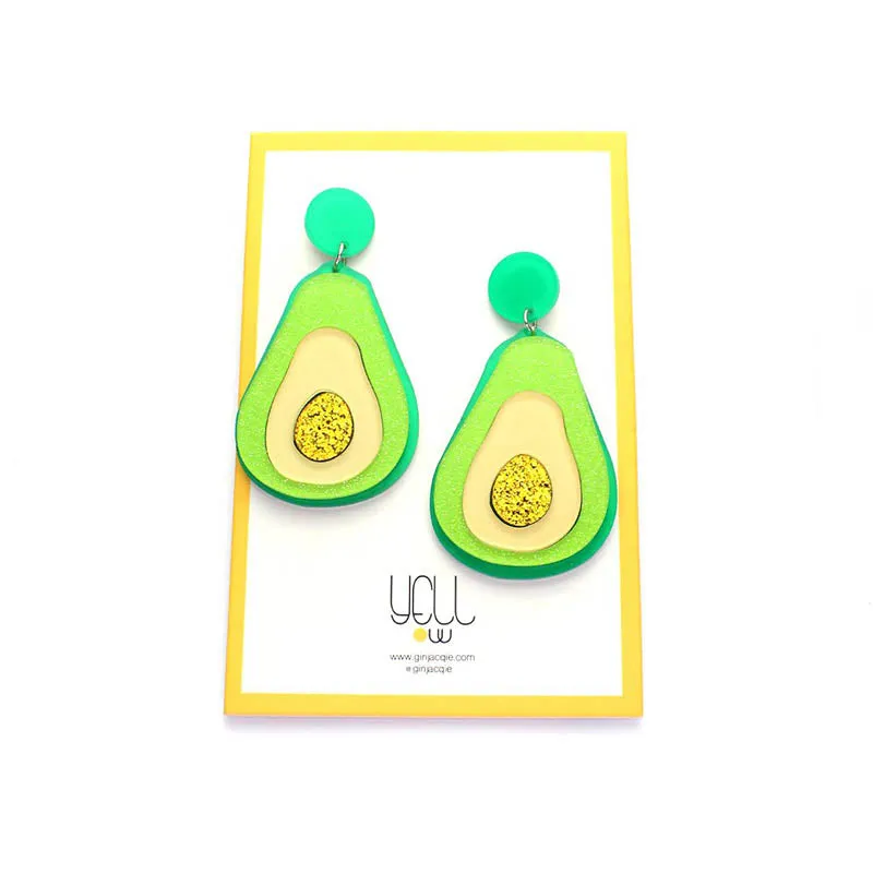 Avocado Laser Cut Acrylic Earrings