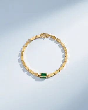 Block-Chain Single Emerald Thick Bracelet