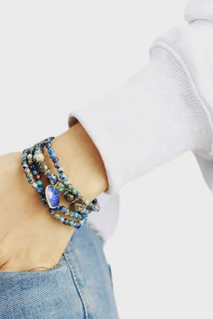 Blue Southern Sweetheart Three-Layered Stretchy Bracelet