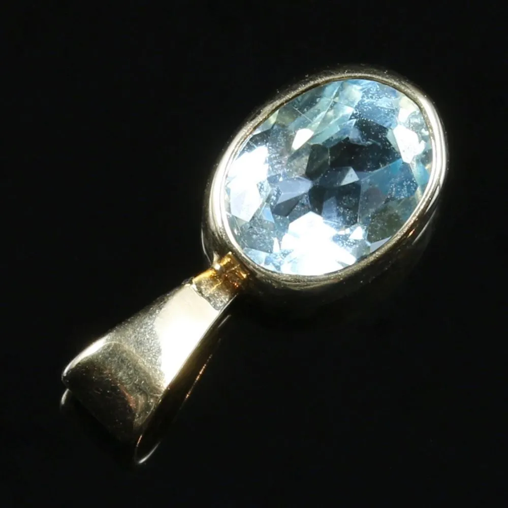 Blue Topaz Pendant 9Ct Gold 1Ct Topaz