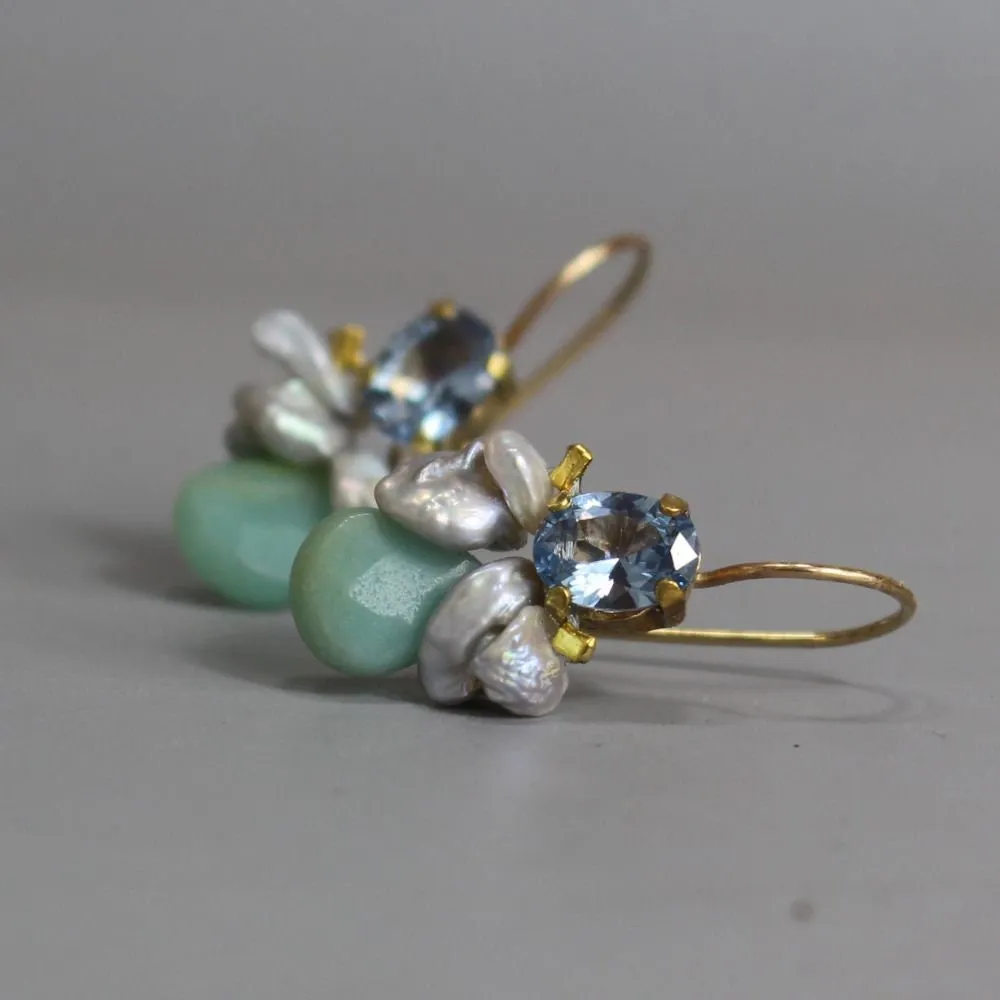 Blue Zircon Bee Earrings