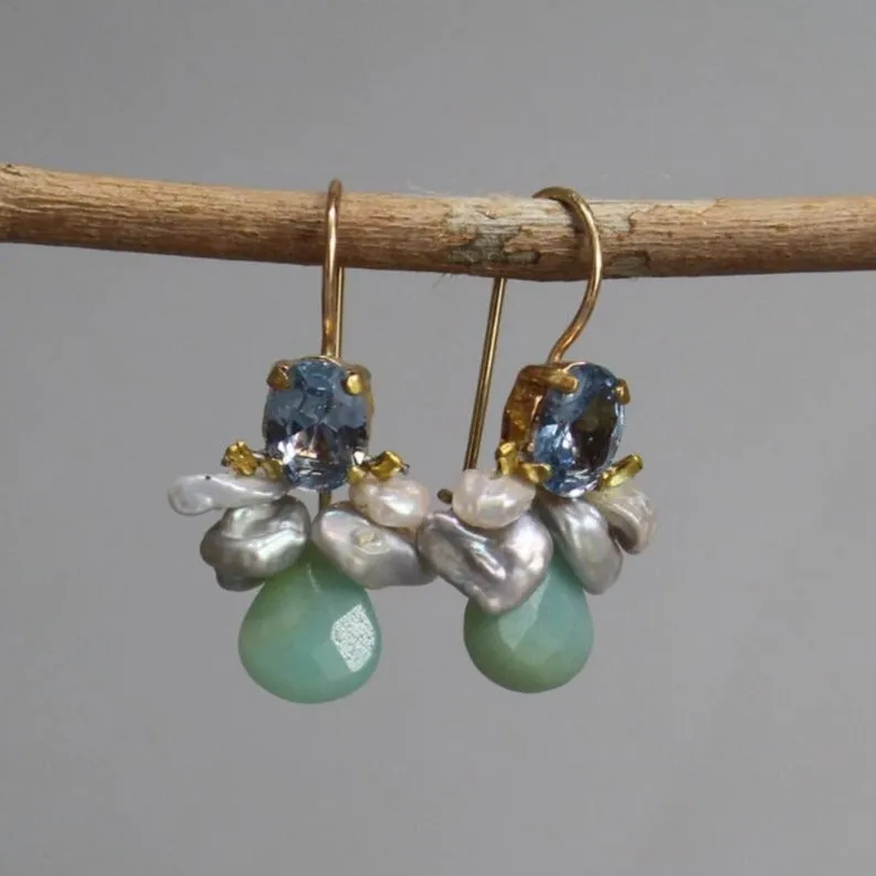 Blue Zircon Bee Earrings