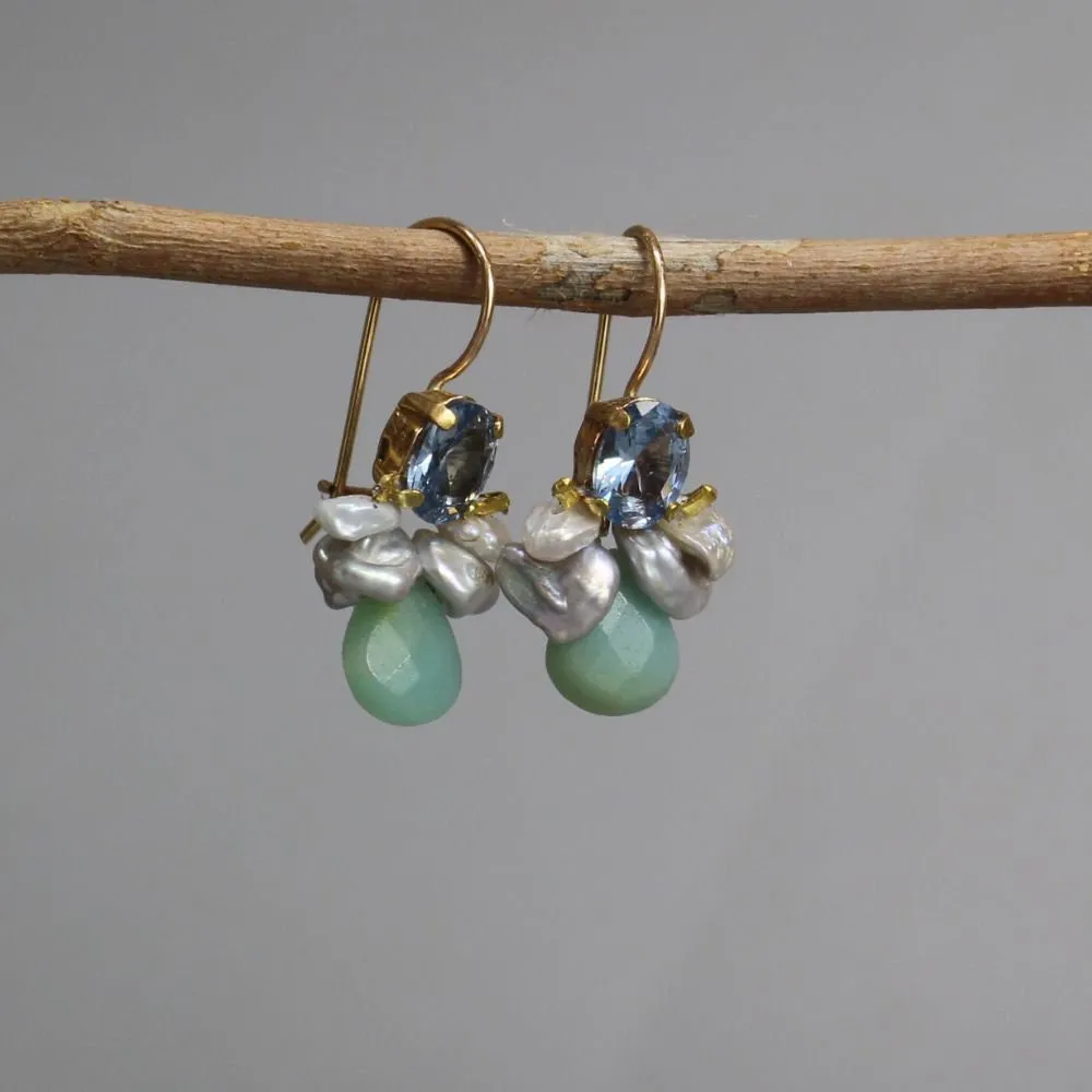 Blue Zircon Bee Earrings