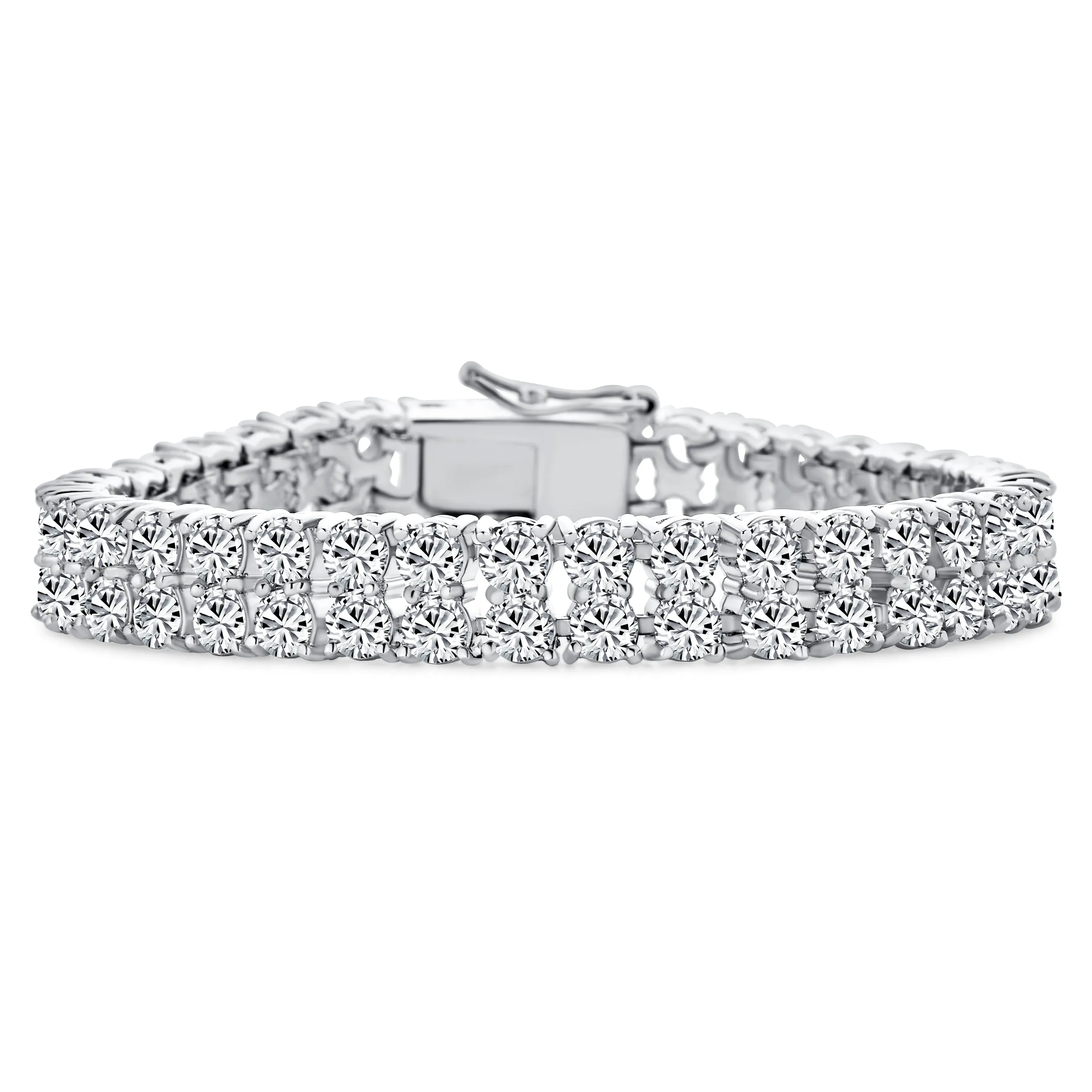 Bridal Jewelry CZ Cubic Zirconia Tennis Bracelet Rhodium Plated 7 Inches