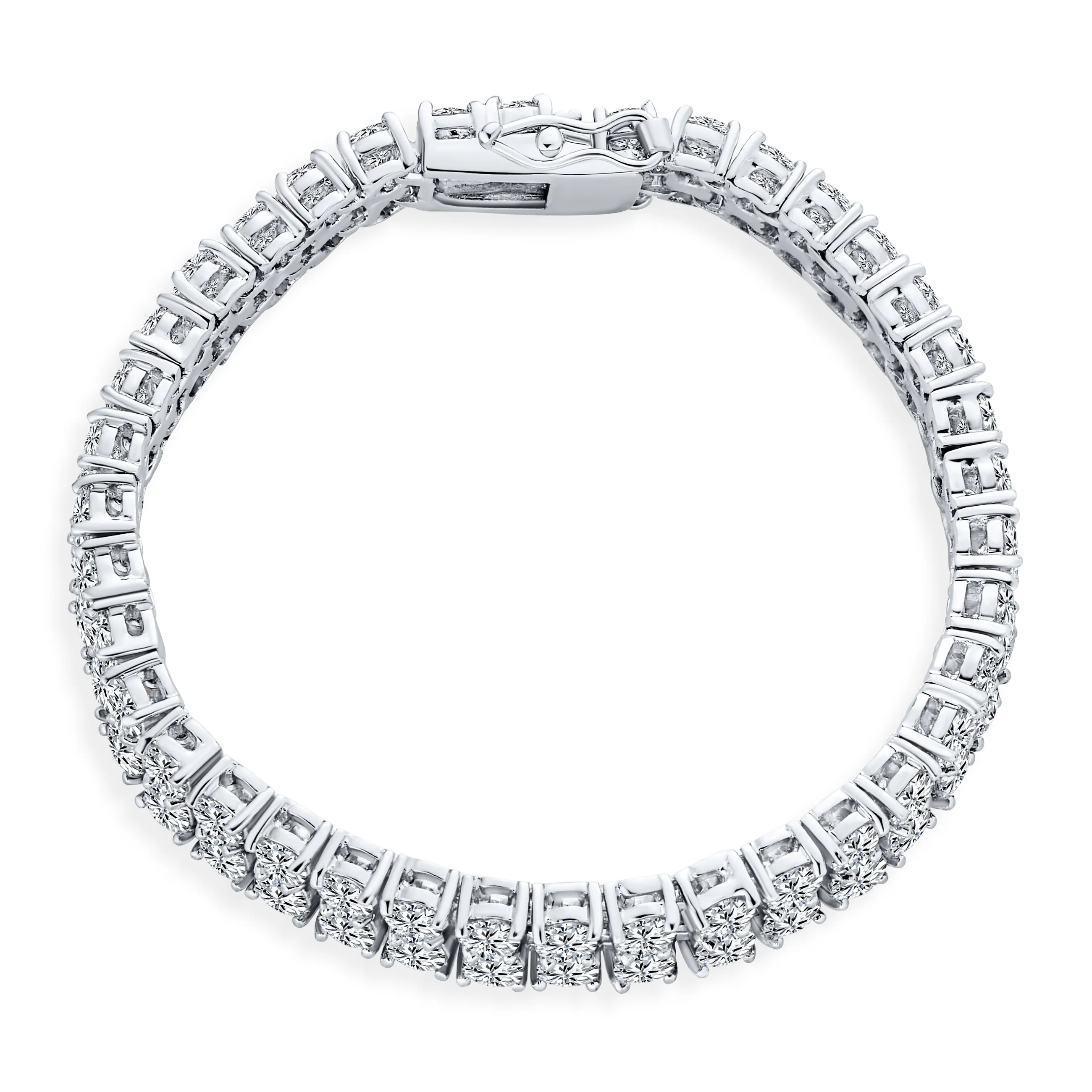 Bridal Jewelry CZ Cubic Zirconia Tennis Bracelet Rhodium Plated 7 Inches