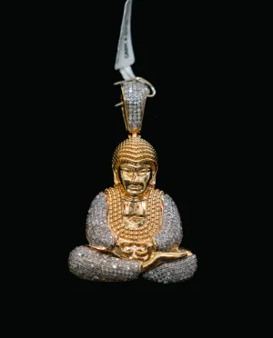 Buddhas Pendant 10K Yellow Gold With Diamond / 13gr