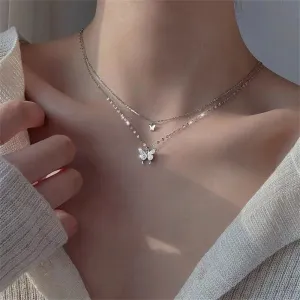 Butterfly Clavicle Chain Necklace - Shiny