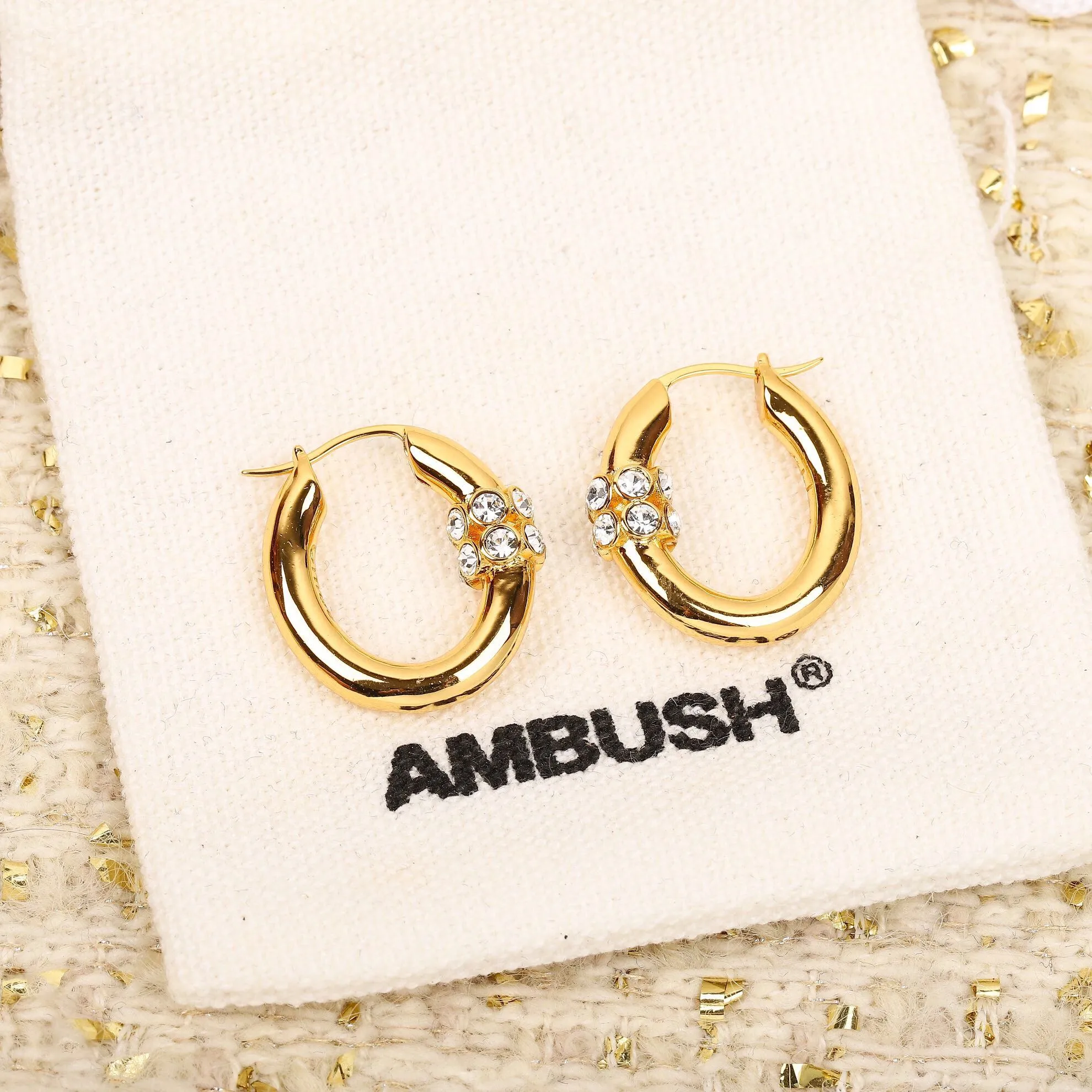 CEL Simple Spicy Girl Elliptical Diamond Circled Gold Earrings EHA111