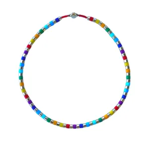 Ceramic Multicolored Enamel Pukka Choker Necklace