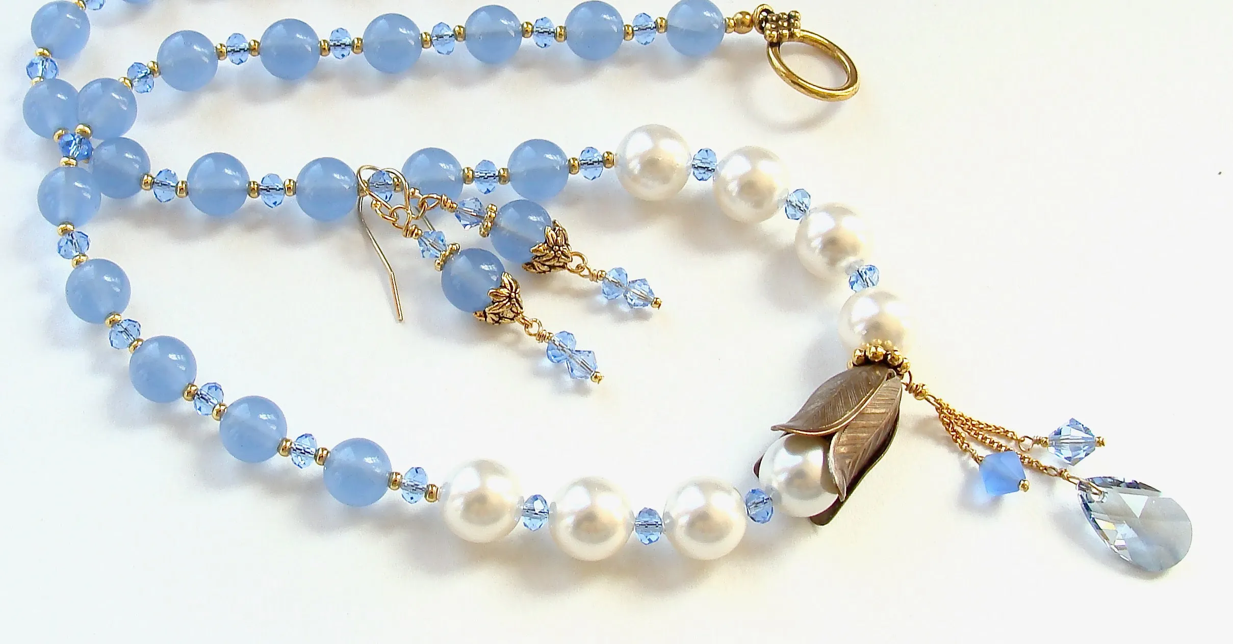 Charlotte: Floral Necklace Set with Blue Quartz