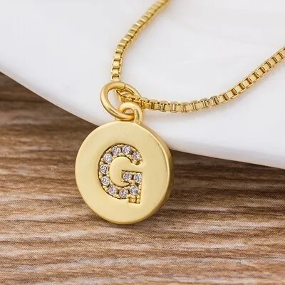 Charm Personal Pendant Necklace with Initial A-Z Zircon in Gold Color