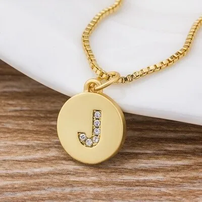 Charm Personal Pendant Necklace with Initial A-Z Zircon in Gold Color