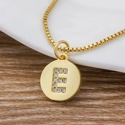 Charm Personal Pendant Necklace with Initial A-Z Zircon in Gold Color