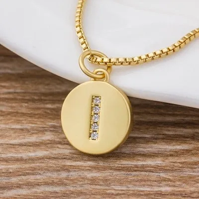 Charm Personal Pendant Necklace with Initial A-Z Zircon in Gold Color