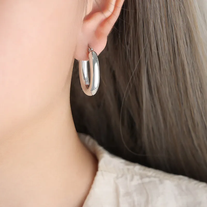 Chic Geometric U-Shaped Titanium Steel Earrings for Women