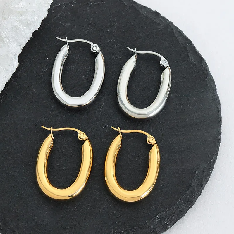 Chic Geometric U-Shaped Titanium Steel Earrings for Women