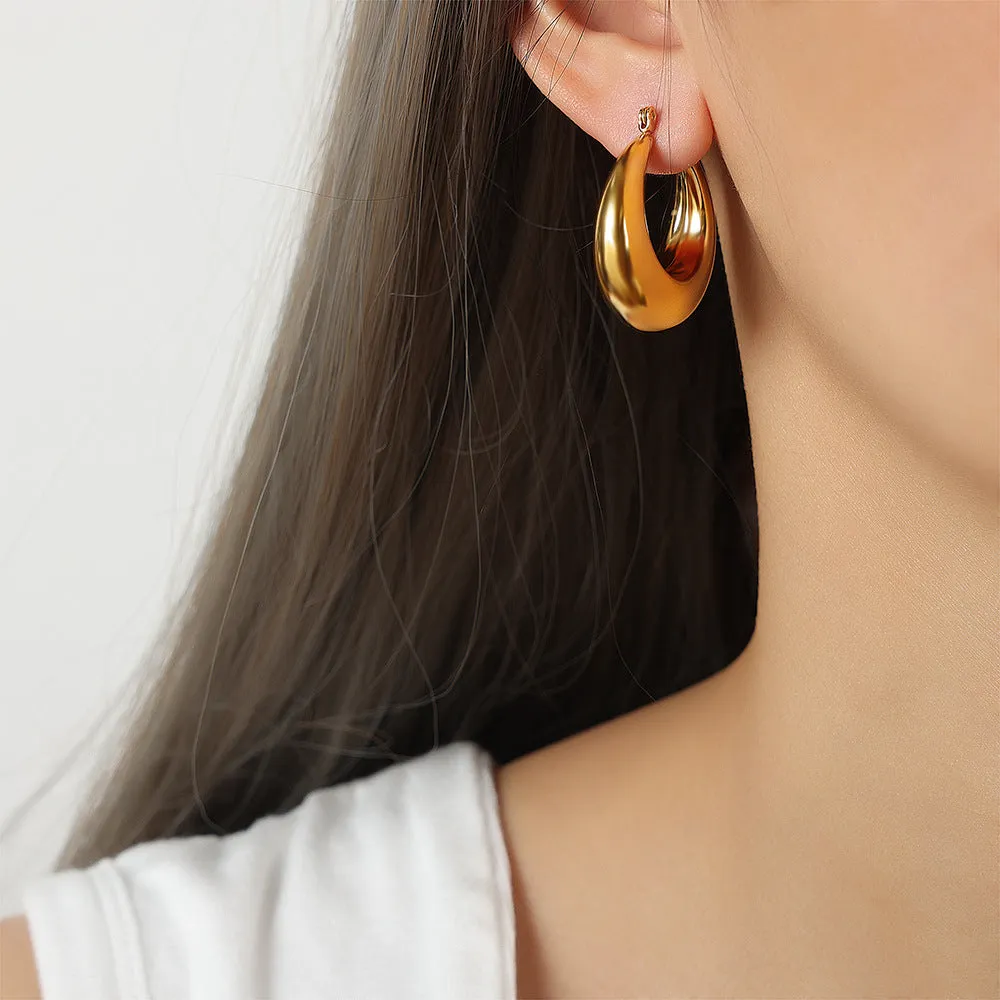 Chic Titanium Steel Gold-Plated Geometric Earrings by Planderful