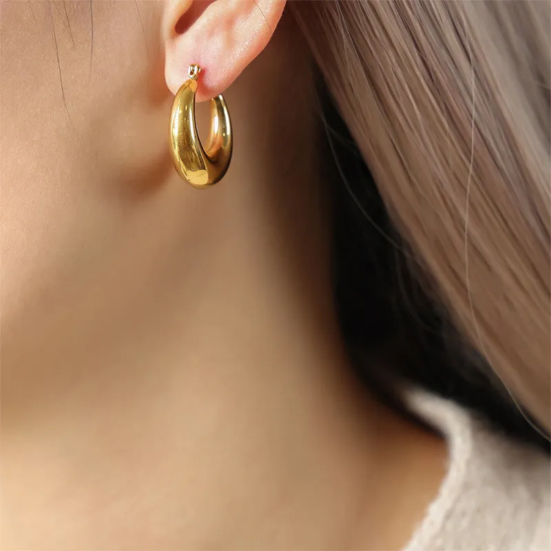 Chic Titanium Steel Gold-Plated Geometric Earrings by Planderful