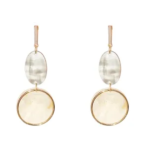 Contemporary Shell and Gold Earrings