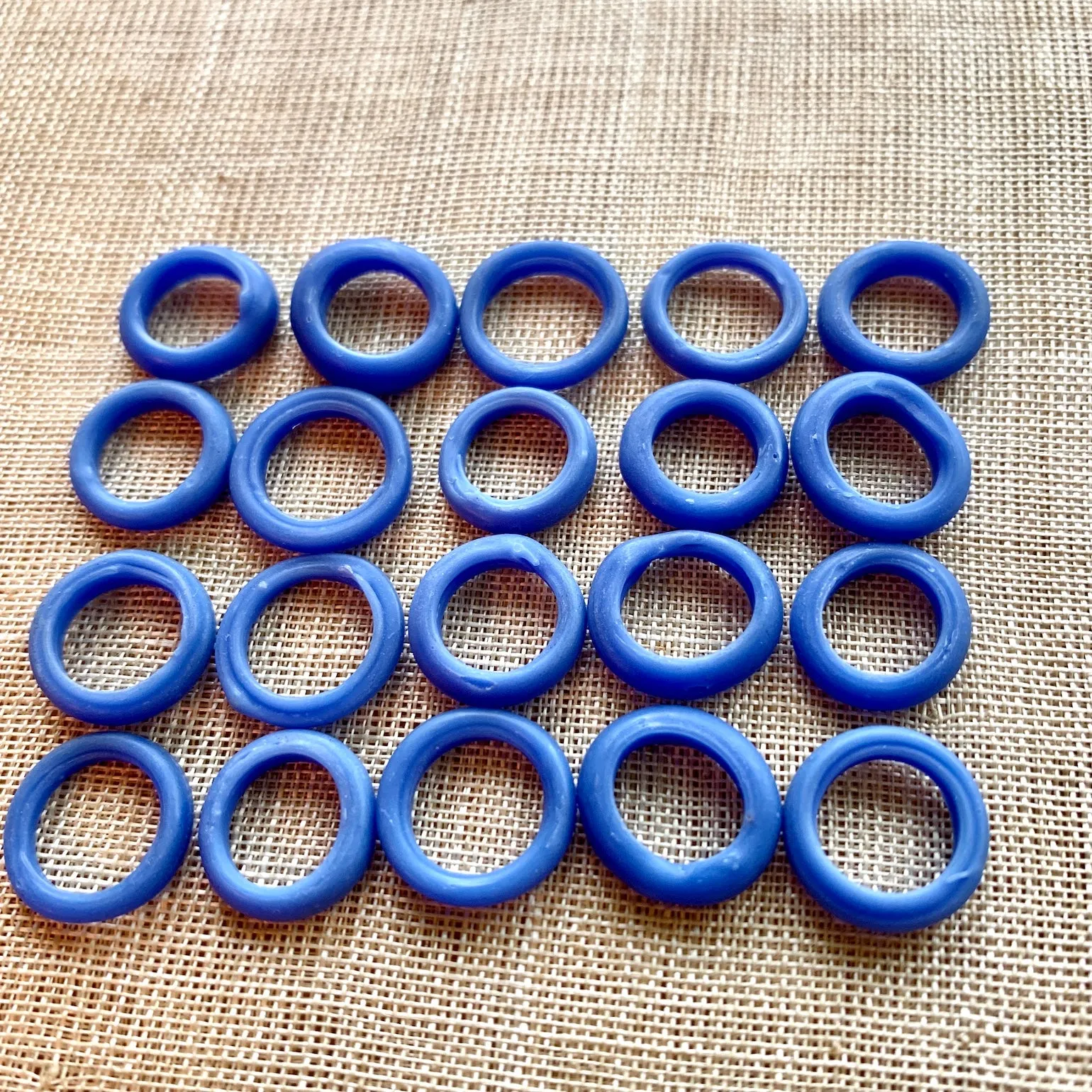 Cornflower Blue Glass Rings