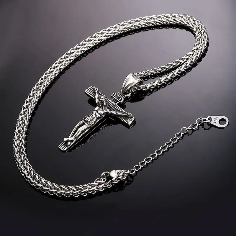 Cross Necklace Women/Men Stainless Steel Jewelry Trendy Gold Plated INRI Crucifix Jesus Piece Cross Pendant