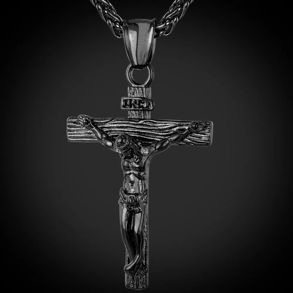 Cross Necklace Women/Men Stainless Steel Jewelry Trendy Gold Plated INRI Crucifix Jesus Piece Cross Pendant