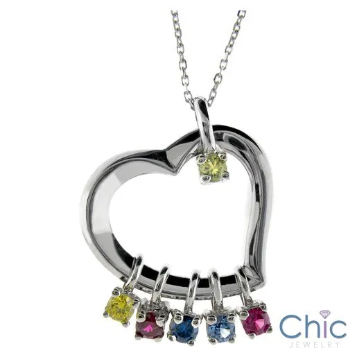 Cubic Zirconia Cz Heart Birth Pendant