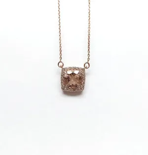 Cushion Cut Morganite and Diamond Pendant AD NO: 2068