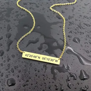 Custom Coordinates Necklace Latitude Longitude Necklace Location GPS Coordinates Gold or Silver