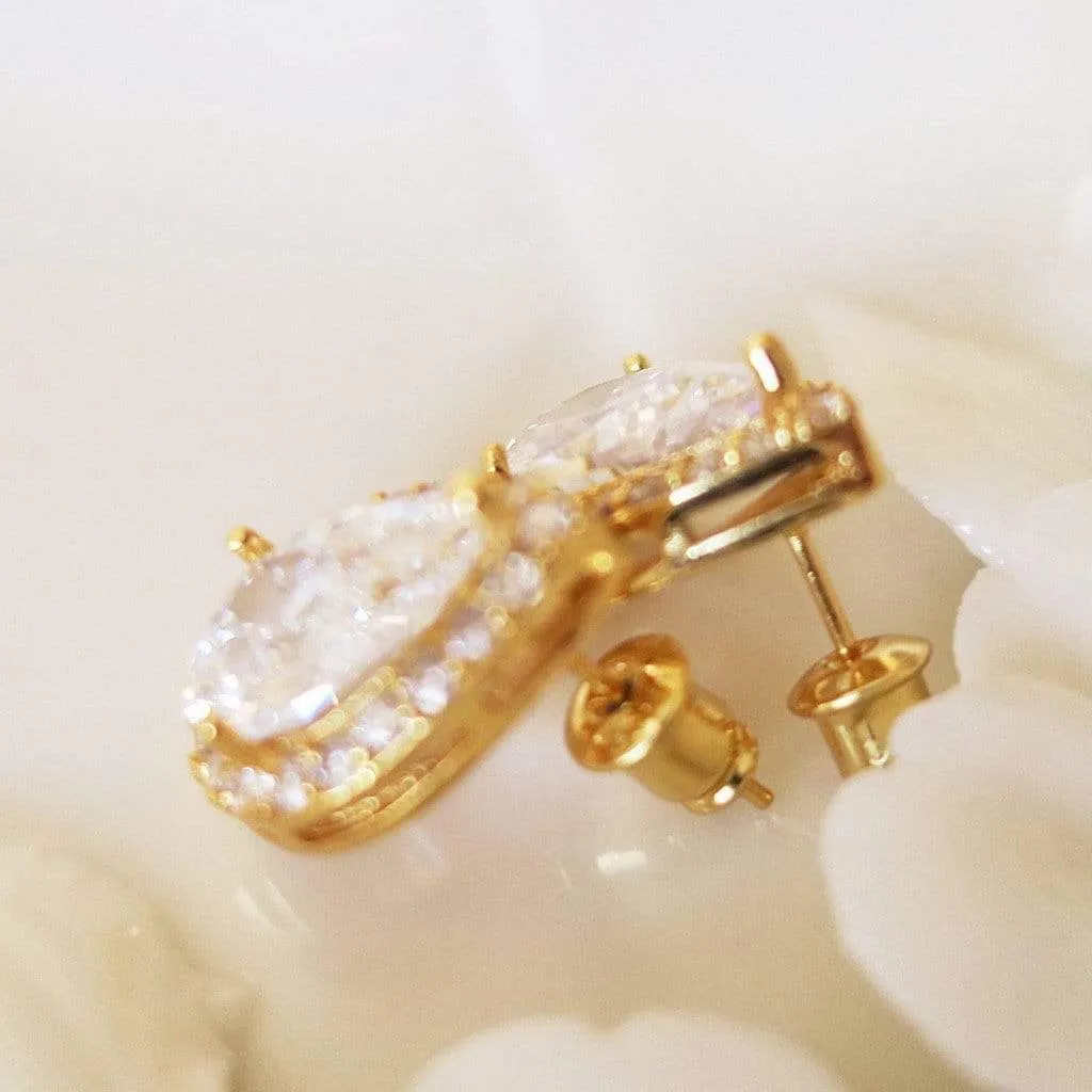 CZ Drop Stud Earrings