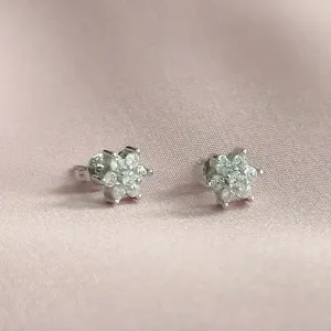 CZ Flower Stud Earrings