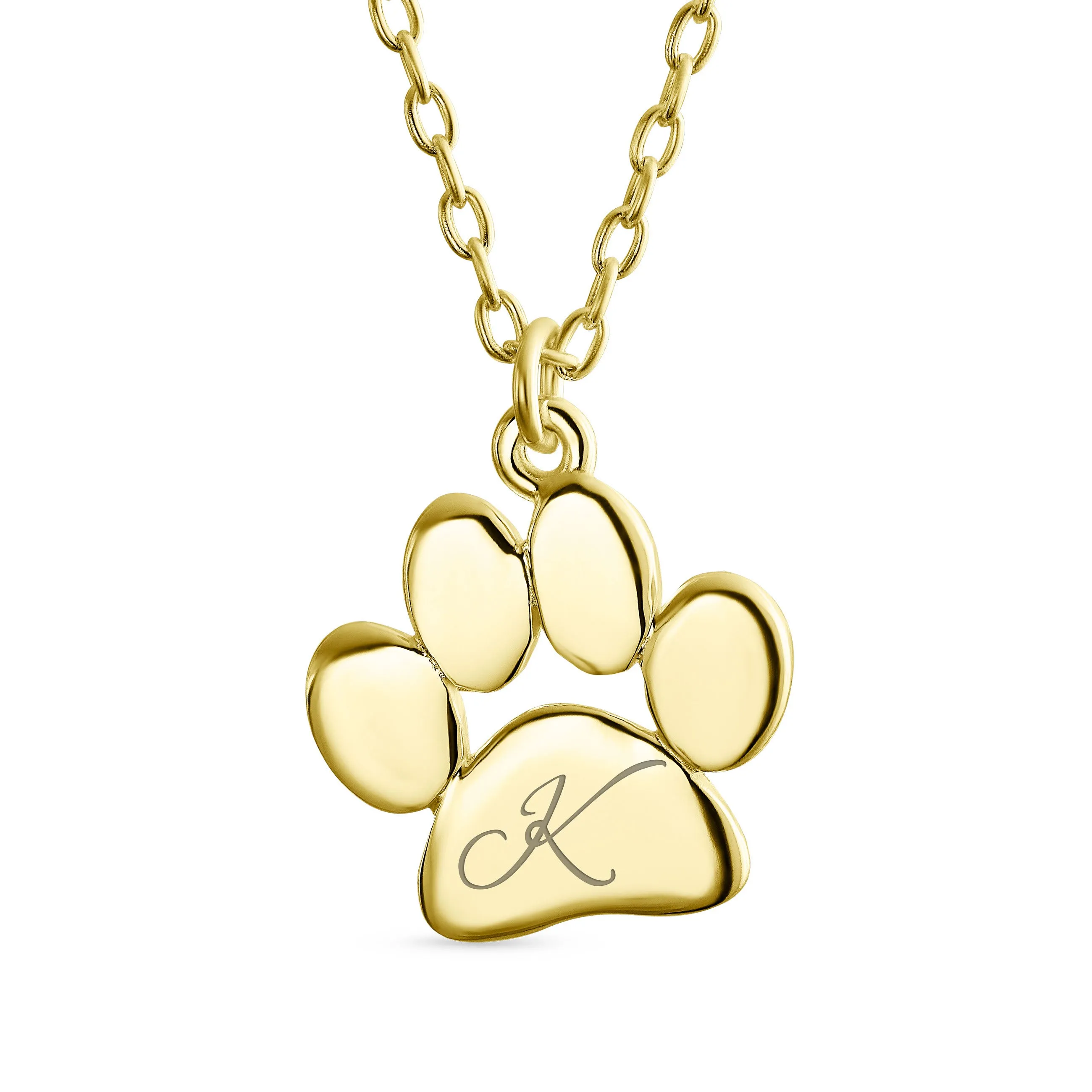 Dainty Paw Print Pendant Necklace for Pets in Gold Plated Sterling Silver