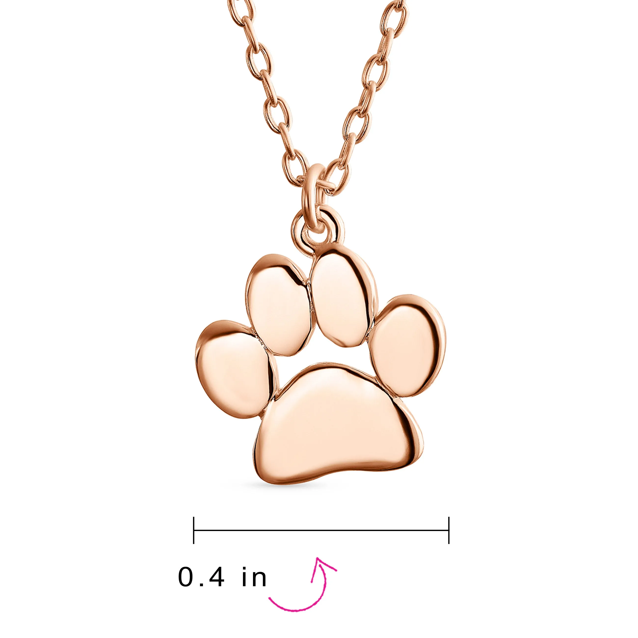 Dainty Paw Print Pendant Necklace for Pets in Gold Plated Sterling Silver