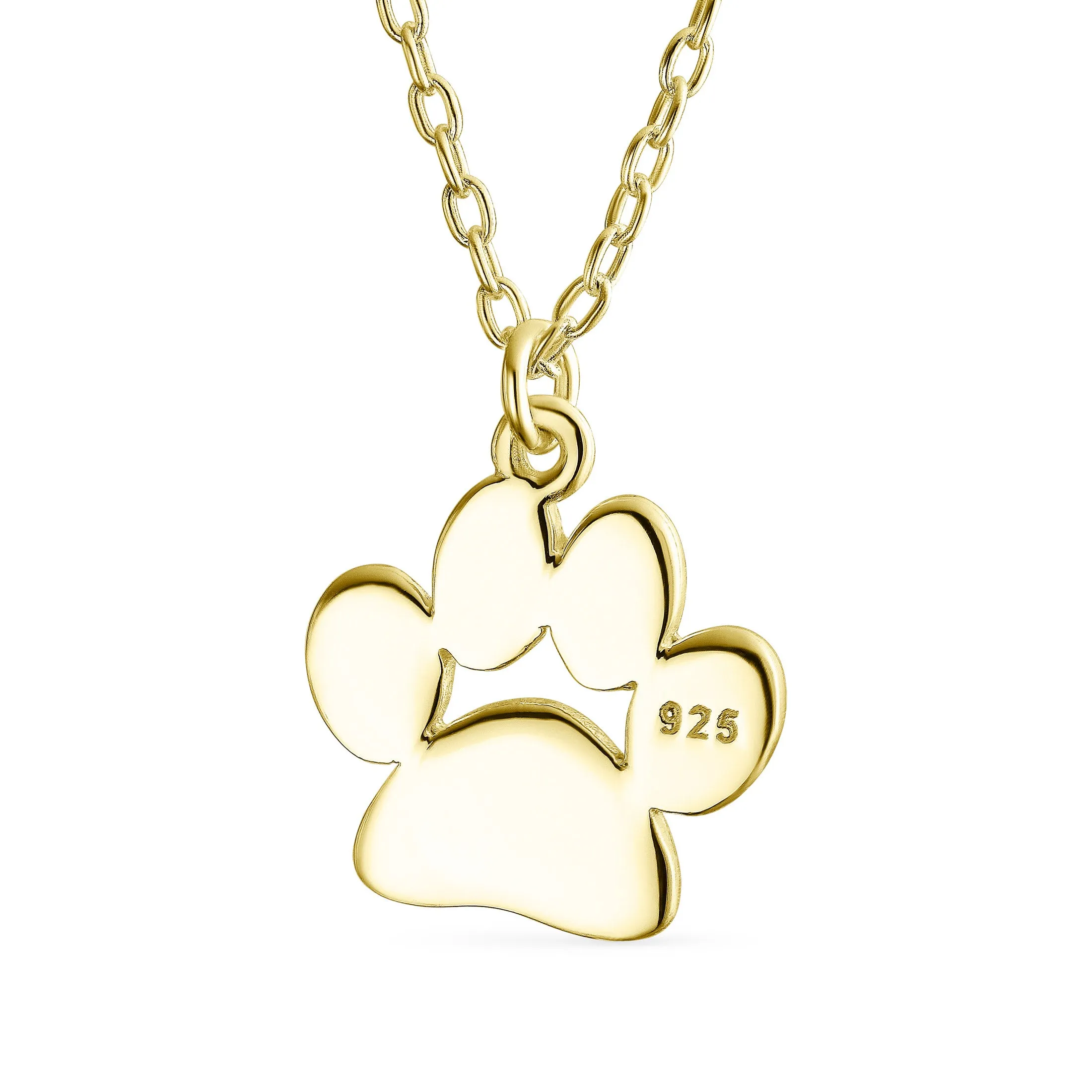 Dainty Paw Print Pendant Necklace for Pets in Gold Plated Sterling Silver