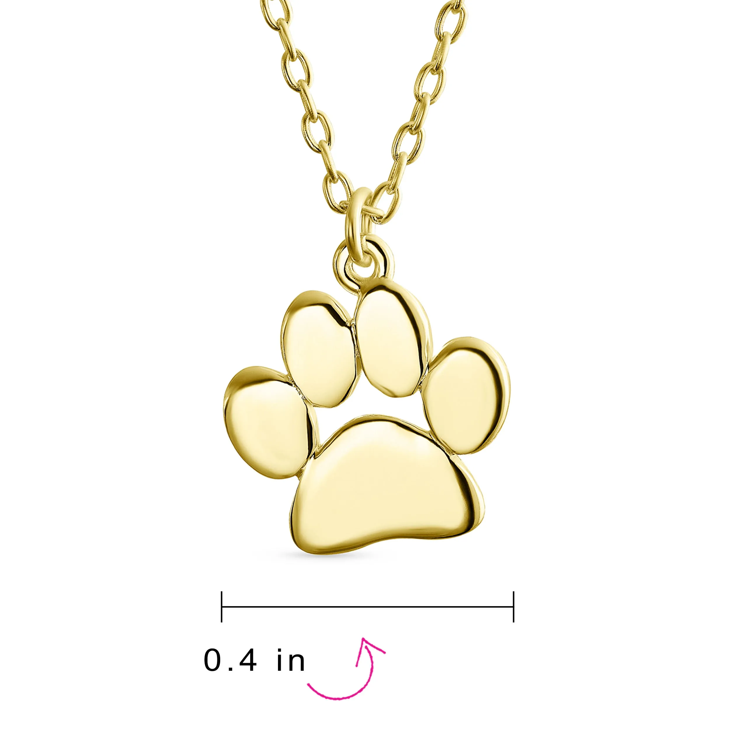 Dainty Paw Print Pendant Necklace for Pets in Gold Plated Sterling Silver