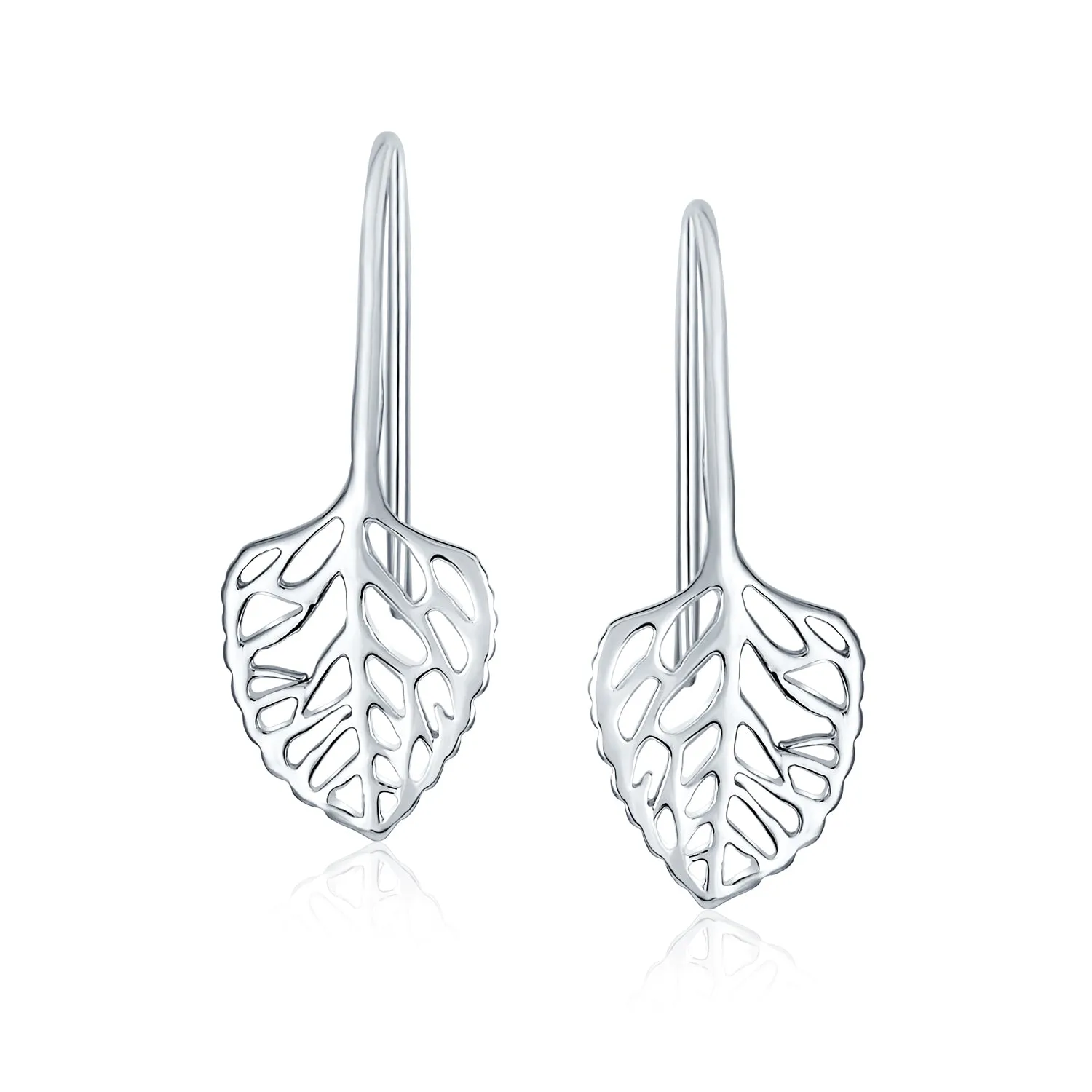 Delicate Filigree Leaf Dangle Earrings in Sterling Silver Nature-Inspired Jewelry