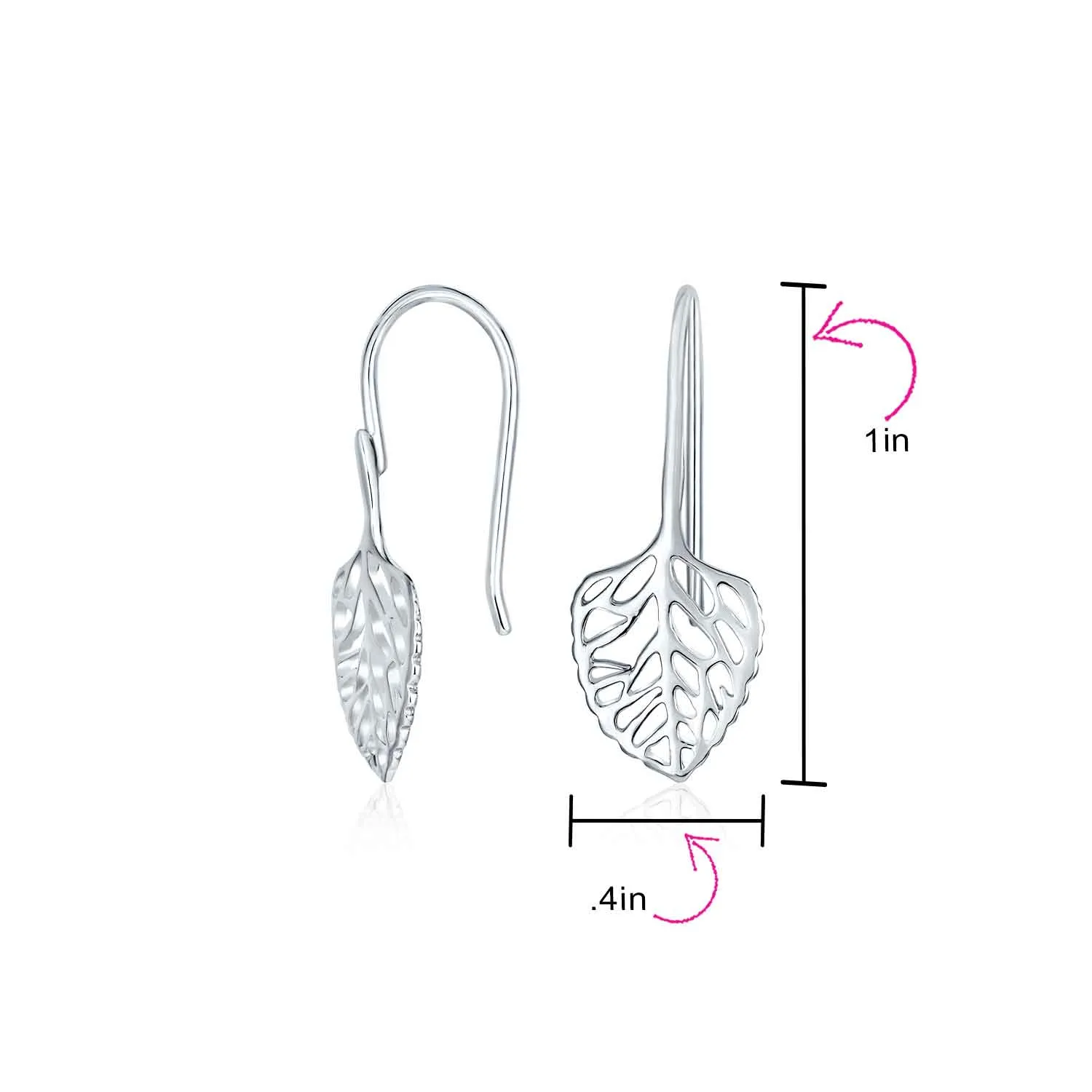 Delicate Filigree Leaf Dangle Earrings in Sterling Silver Nature-Inspired Jewelry