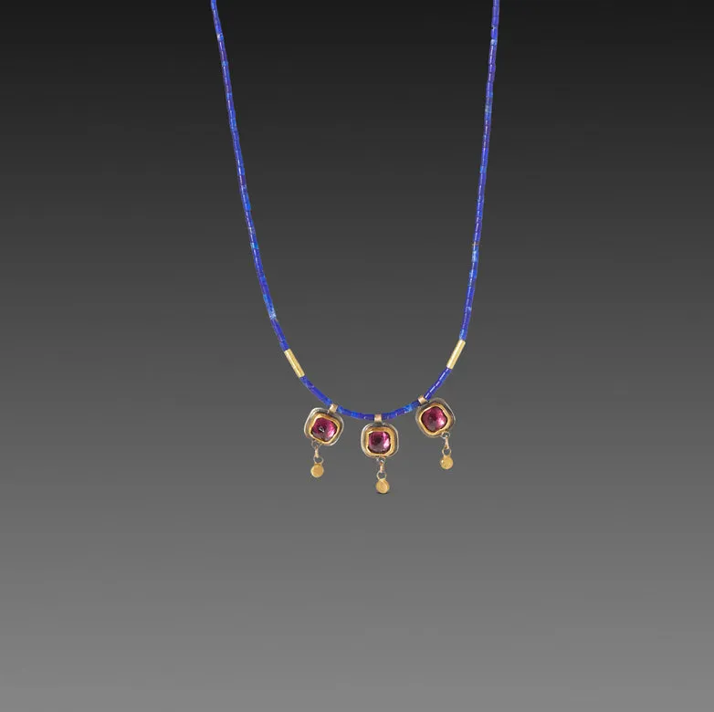 Delicate Lapis and Garnet Necklace