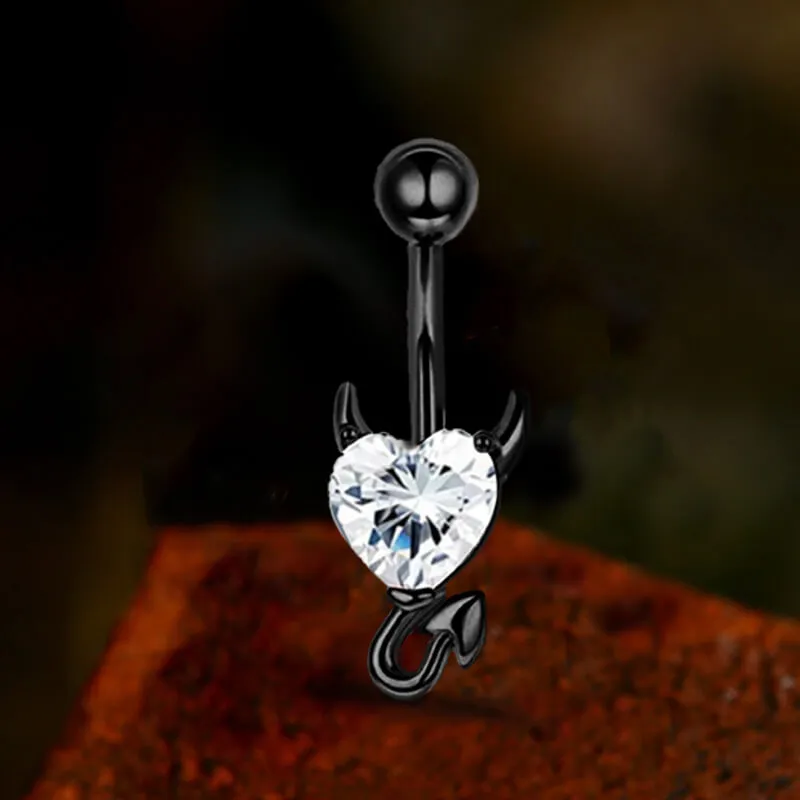 Devil Stainless Steel Zircon Belly Button Ring