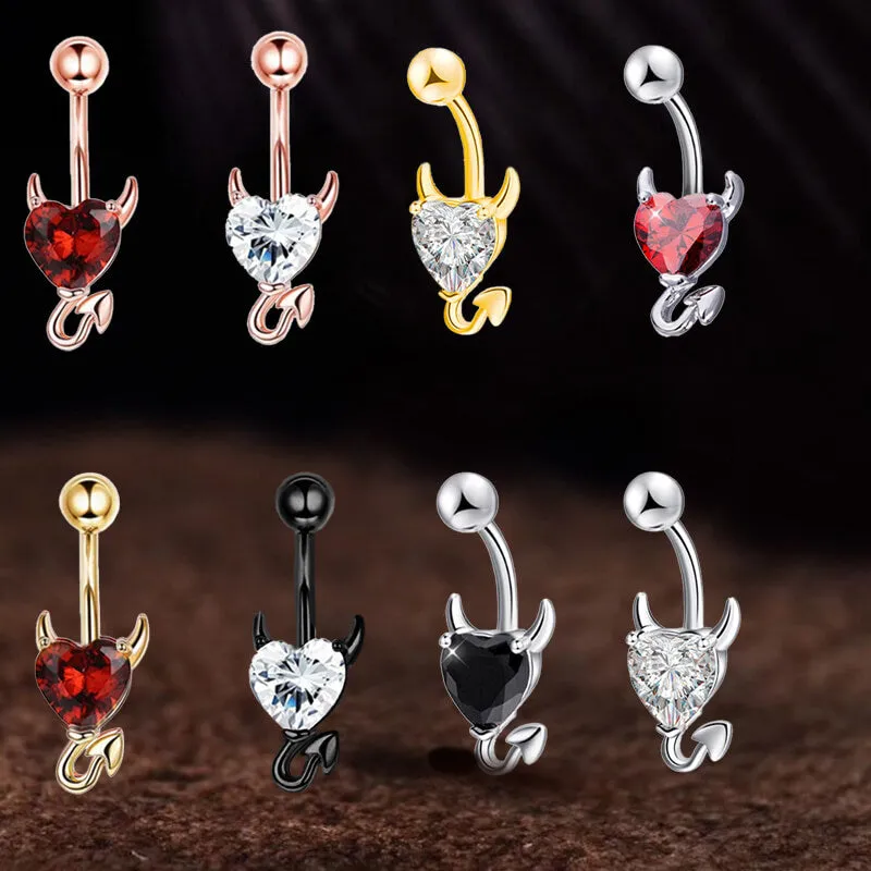 Devil Stainless Steel Zircon Belly Button Ring