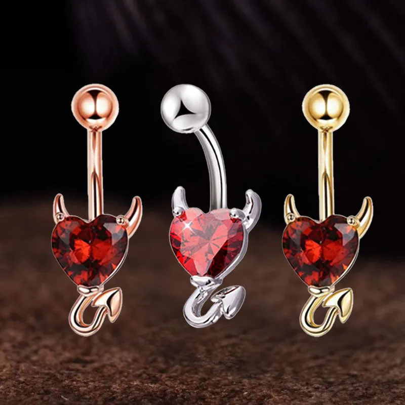 Devil Stainless Steel Zircon Belly Button Ring