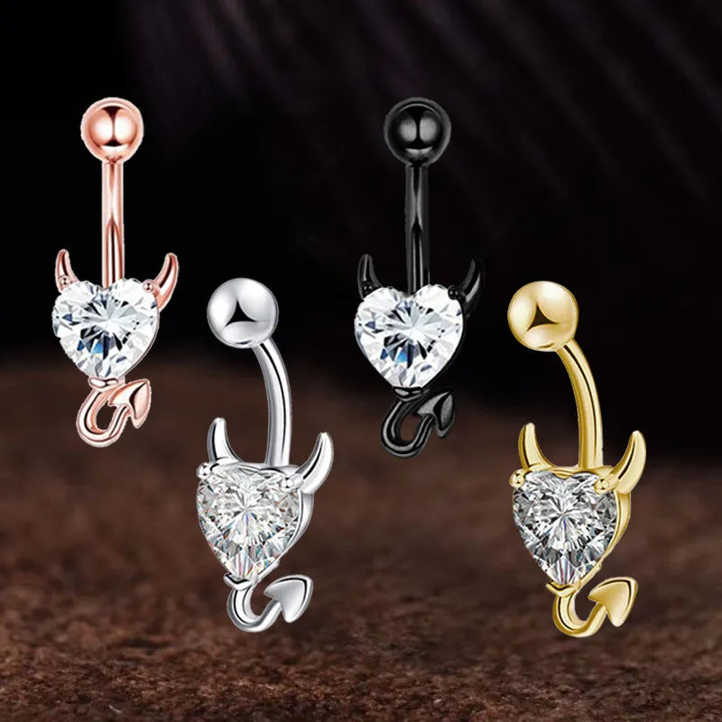 Devil Stainless Steel Zircon Belly Button Ring