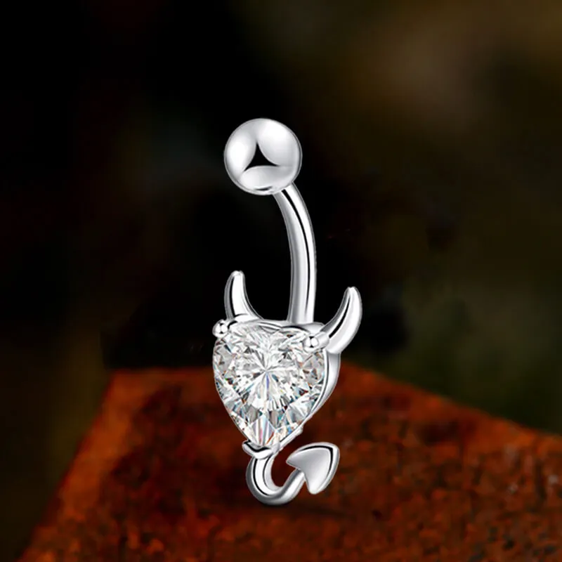 Devil Stainless Steel Zircon Belly Button Ring