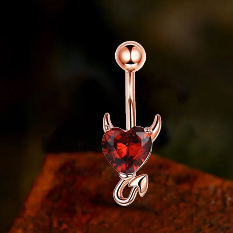 Devil Stainless Steel Zircon Belly Button Ring