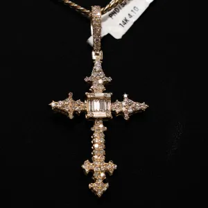 Diamond Cross Pendant 14K Yellow Gold / 4gr