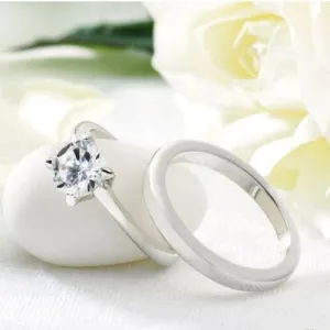 Diamondesque Wedding and Engagement Ring Set