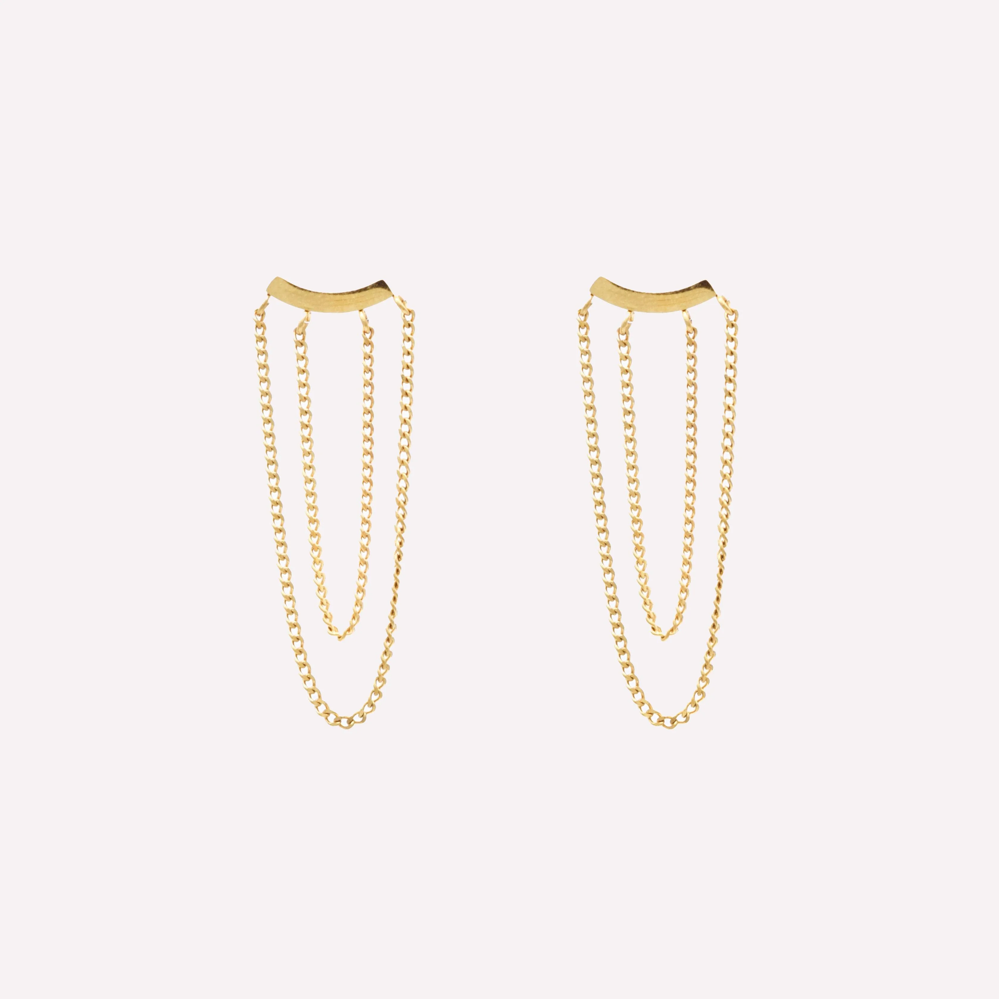 DOUBLE CHAIN DANGLE CLIP-ON EARRINGS IN GOLD